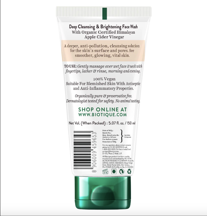 Apple Cider Vinegar Face Wash 150ml