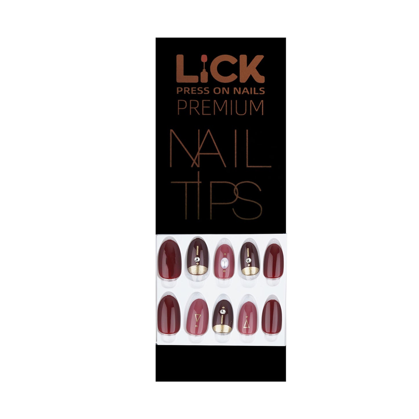 Stick On Nails | Matte Burgundy Tip Reusable Fake/Artificial Nails + Free French Tip