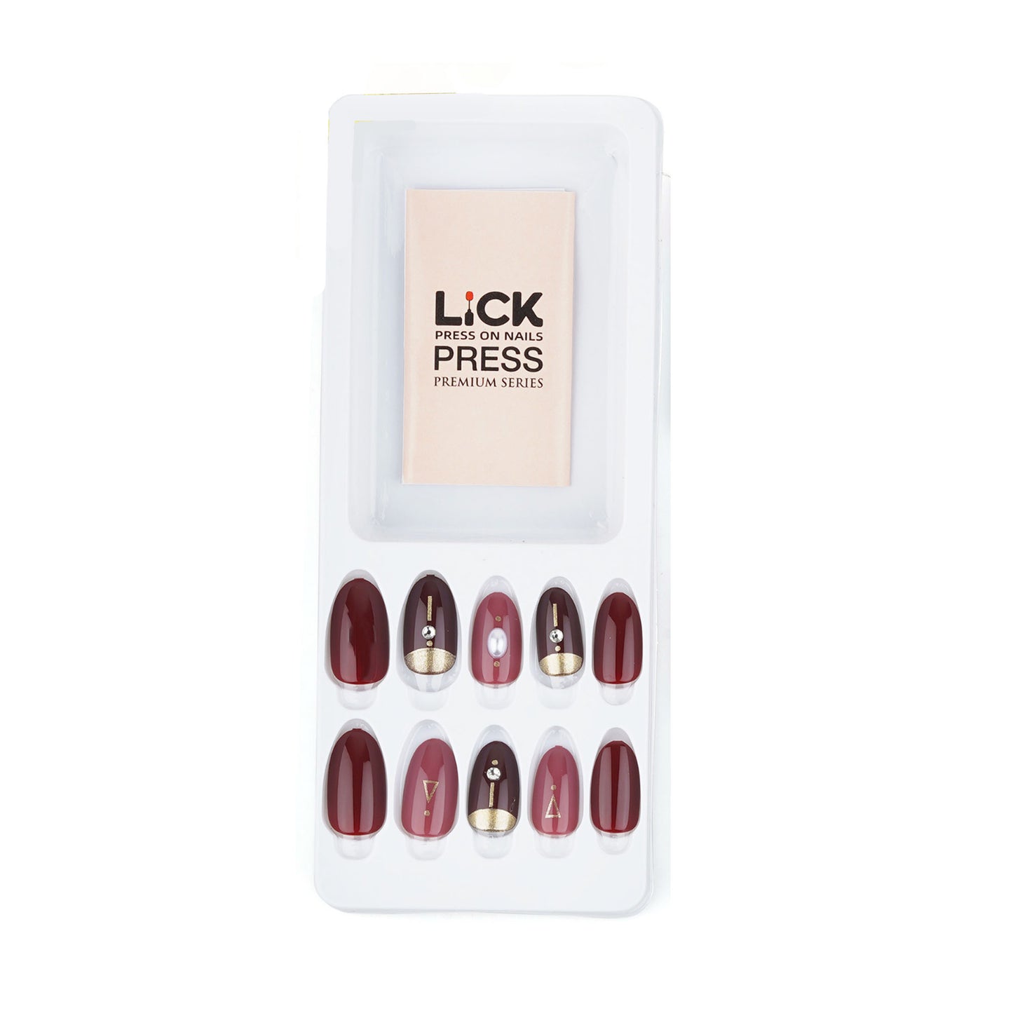 Stick On Nails | Matte Burgundy Tip Reusable Fake/Artificial Nails + Free French Tip