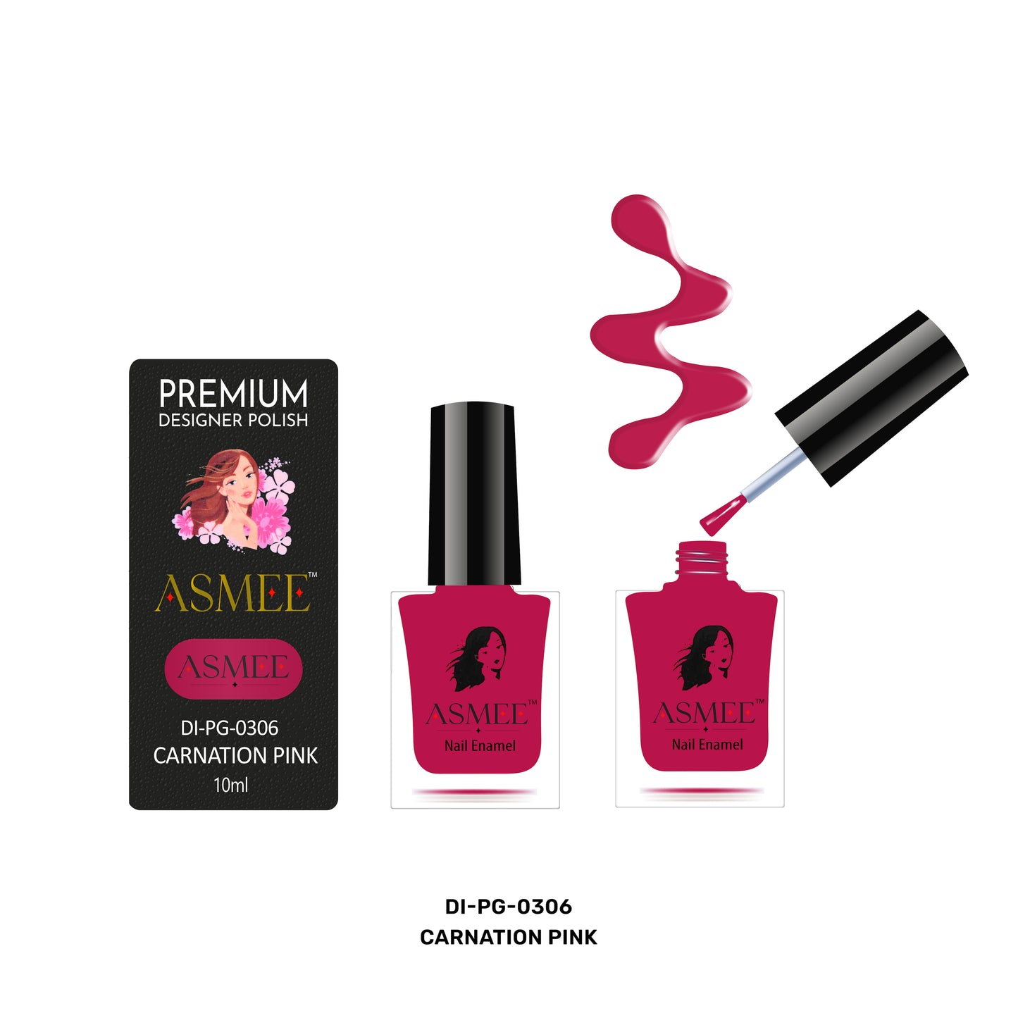 Asmee Combo of 3 Premium Gel Nail Polish - Forest Green, Carnation Pink, Mustard Yellow