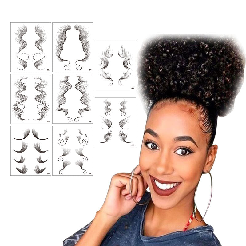 Hairline Temporary Tattoo Stickers for Women Girls | Fashion Curly Hair | Waterproof | Non-Toxic | Natural Looking - JS05