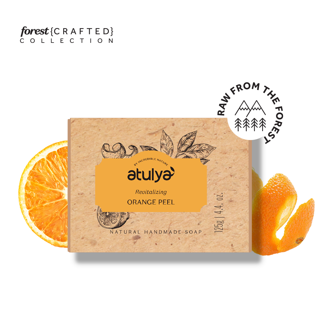 Atulya Orange Peel Soap | Brightens Skin, Deep Cleanse | SLS & Paraben Free | For all skin types | 125 gm