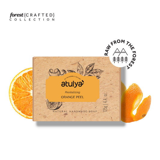 Atulya Orange Peel Soap | Brightens Skin, Deep Cleanse | SLS & Paraben Free | For all skin types | 125 gm