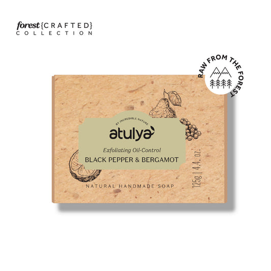Atulya Black Pepper & Bergamot Soap | Exfoliates Gently, Refreshes Skin | SLS & Paraben Free | For all skin types | 125 gm