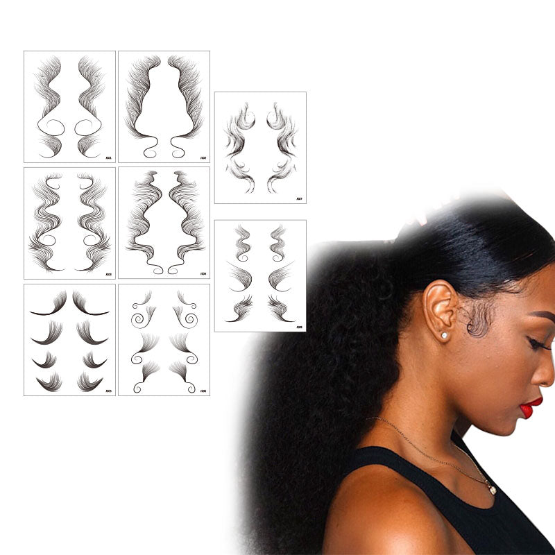 Hairline Temporary Tattoo Stickers for Women Girls | Fashion Curly Hair | Waterproof | Non-Toxic | Natural Looking - JS02