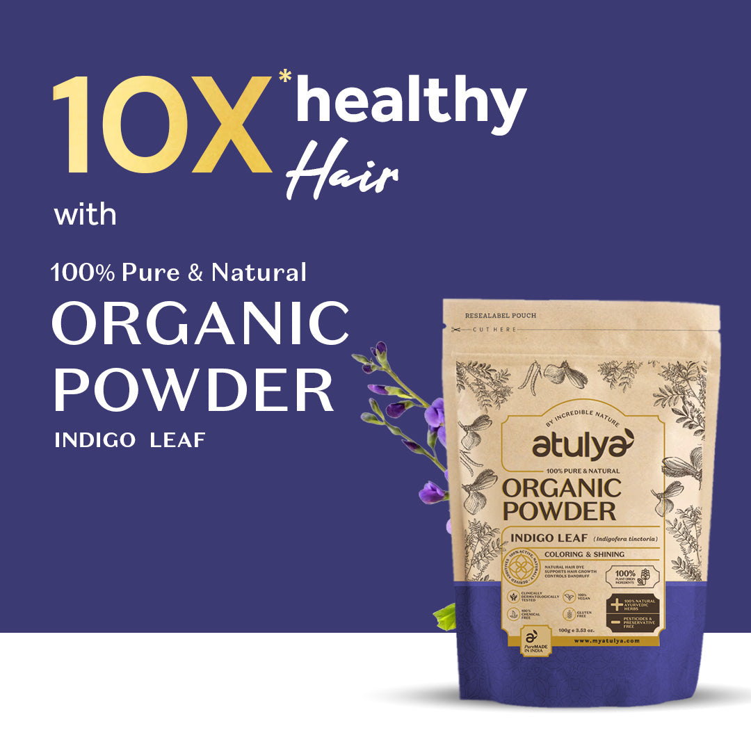 Atulya Indigo Organic Powder | Natural Hair Colour & Conditioning | 100 g