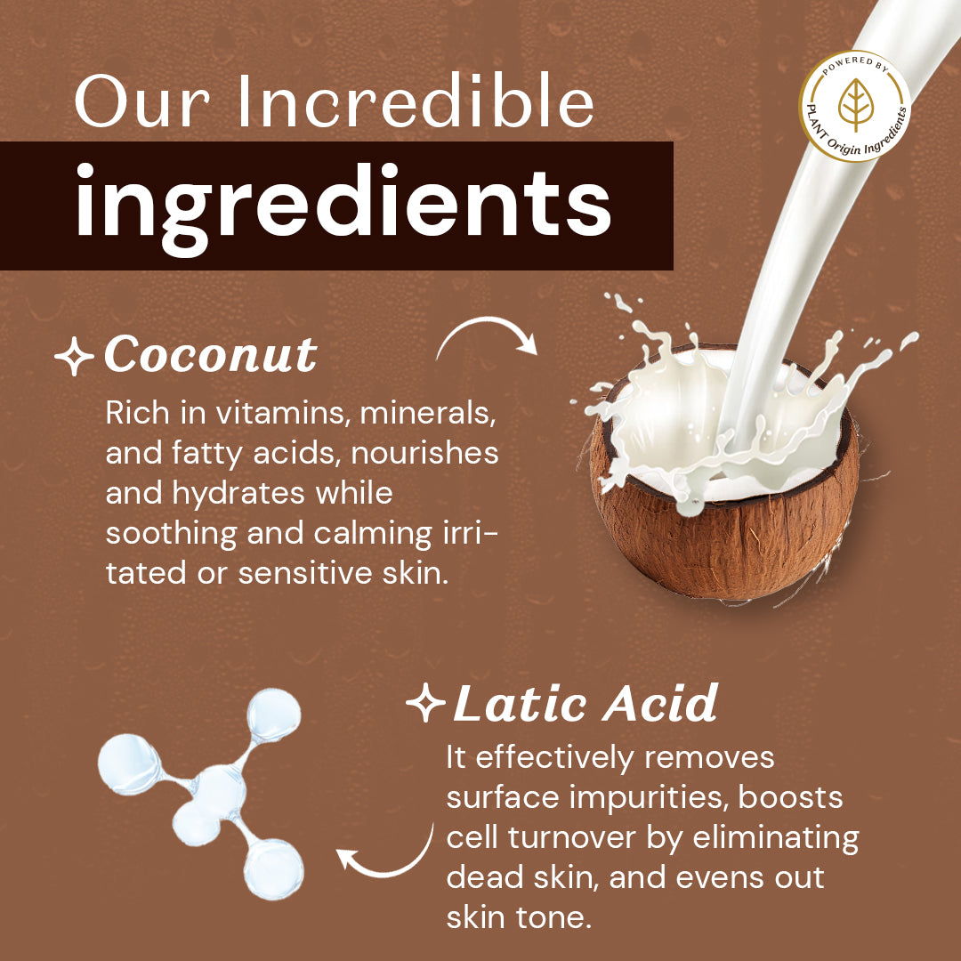 Atulya Coconut & Lactic Acid Body Wash | Hydrating & Gentle Exfoliation | SLS & Paraben Free | For All Skin Types | 300 ml