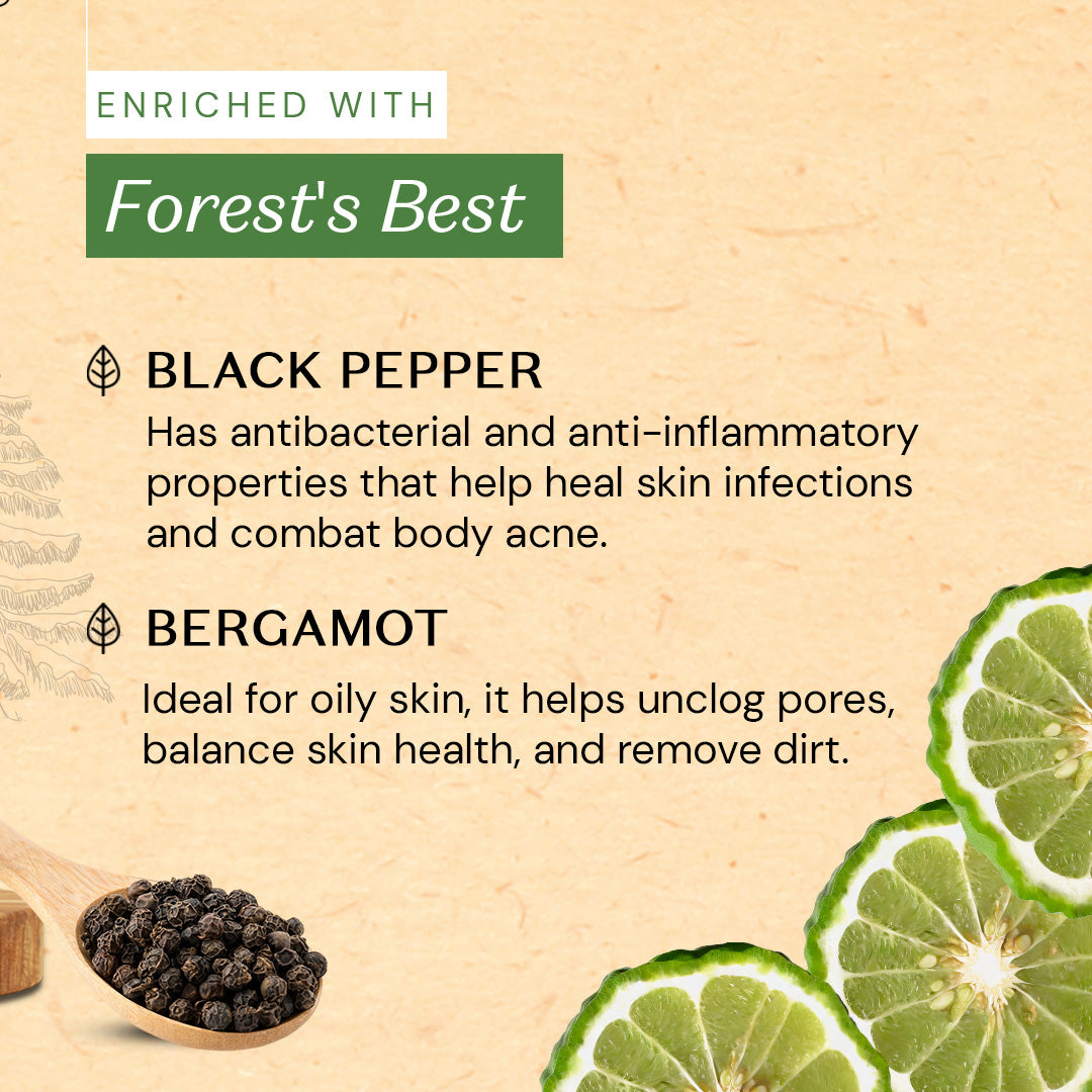 Atulya Black Pepper & Bergamot Soap | Exfoliates Gently, Refreshes Skin | SLS & Paraben Free | For all skin types | 125 gm