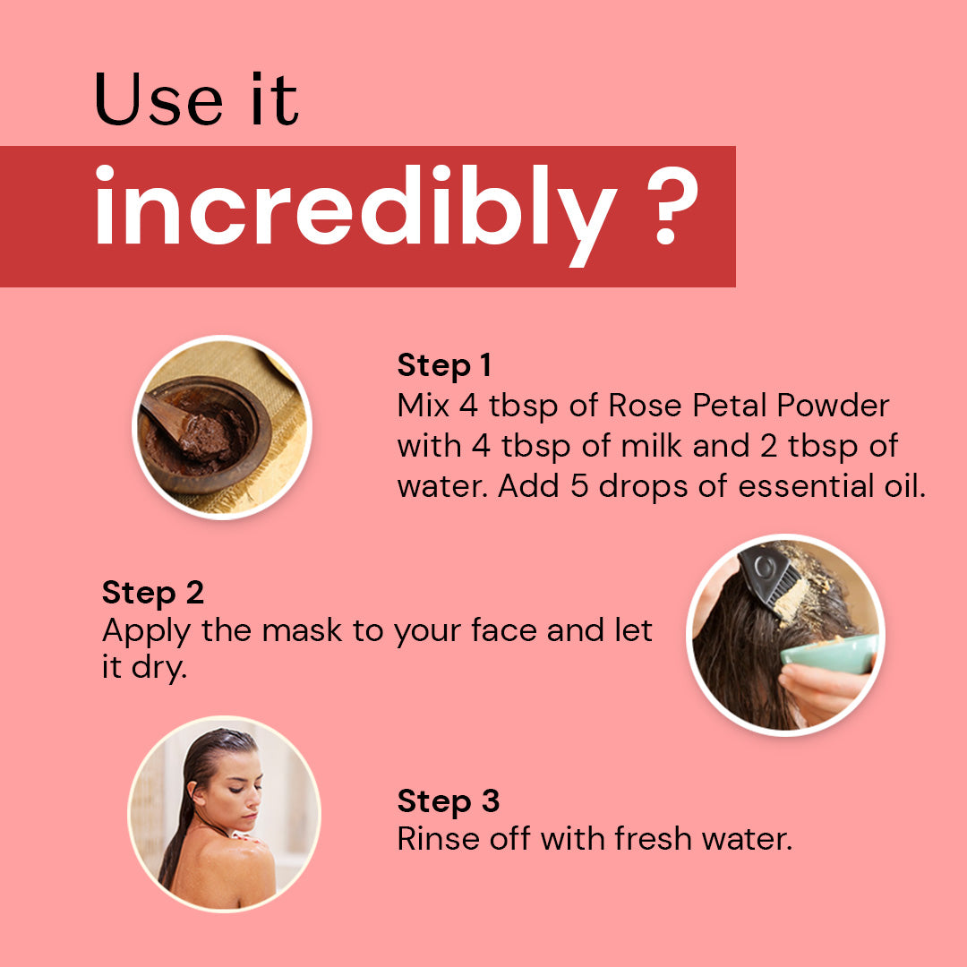 Atulya Rose Petals Organic Powder | Softens Skin, Brightens Complexion | 100 g