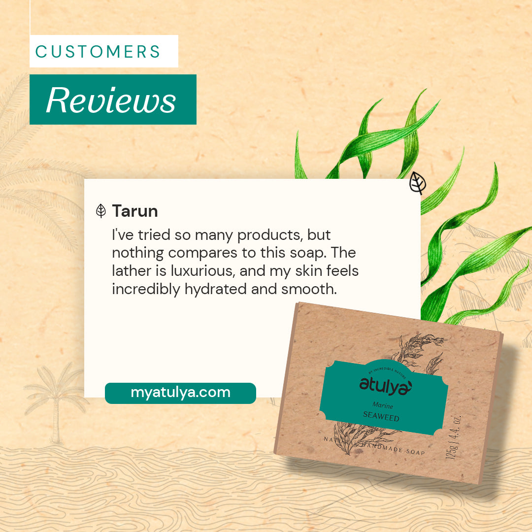 Atulya Seaweed Soap | Revitalizes Skin, Softens Texture | SLS & Paraben Free | For all skin types | 125 gm