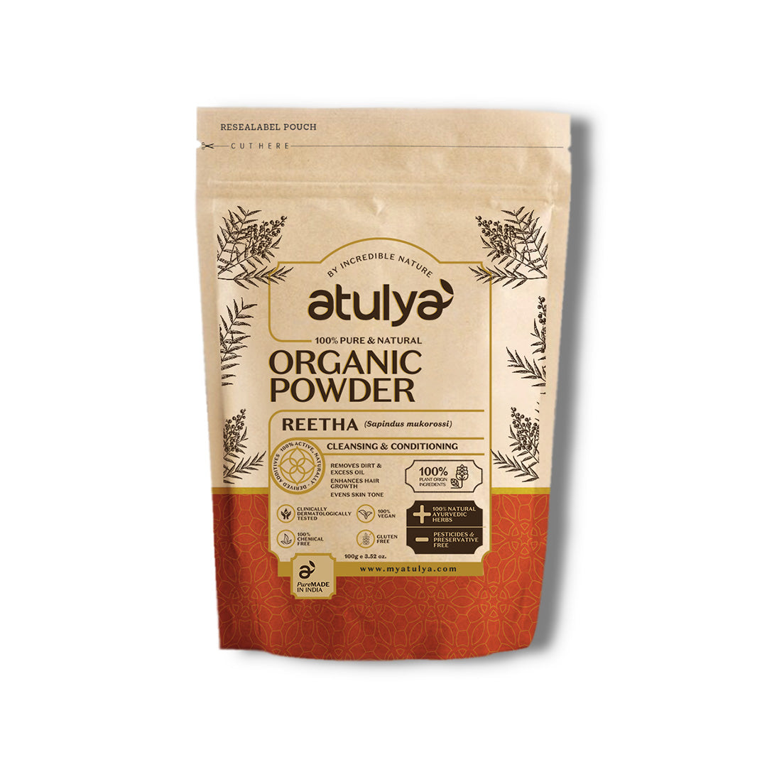 Atulya Reetha Organic Powder | Mild Cleanser For Hair & Skin | 100 g