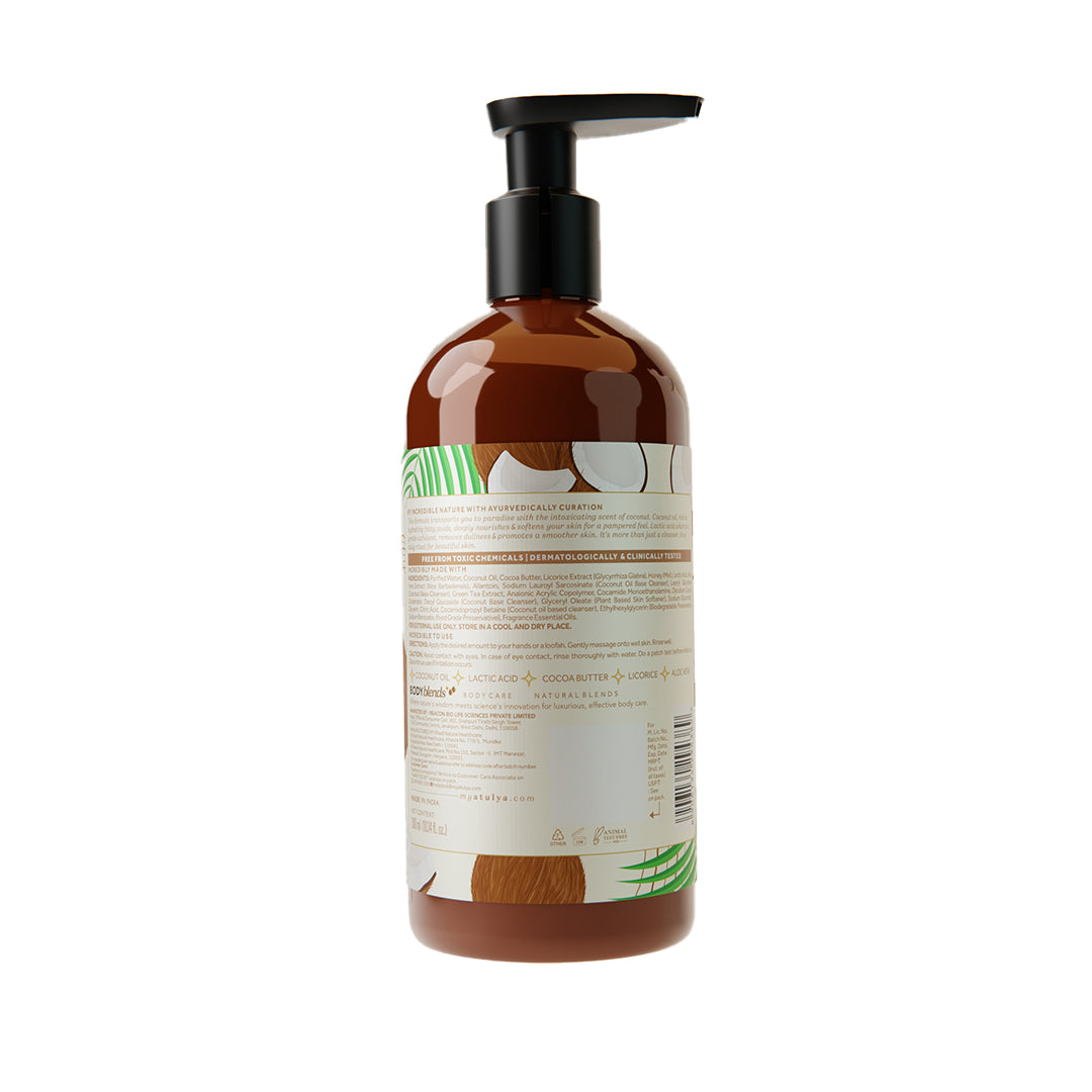 Atulya Coconut & Lactic Acid Body Wash | Hydrating & Gentle Exfoliation | SLS & Paraben Free | For All Skin Types | 300 ml