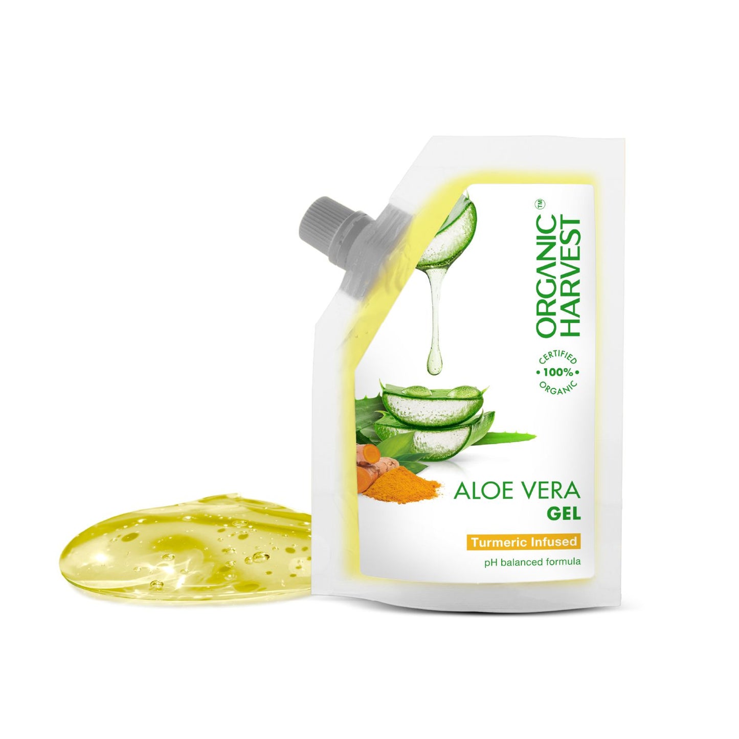 Aloe Vera Gel: Turmeric | Hair & Skin Moisturizer | For Glowing Skin & Soft Hair | For Men & Women | 100% American Certified Organic | Sulphate & Paraben-free - 100gm