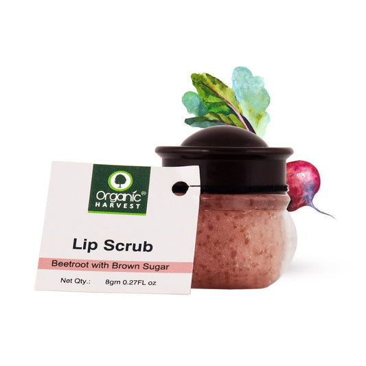 Lip Scrub with Beetroot Extracts, For Lightening & Brightening Dull Lips, Infused with Natural Products to Repair Dark, and Damaged Lips, Best for Men & Women, 100% Organic - 8gm