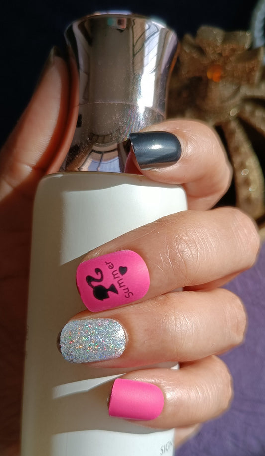 Acrylic/ Press-on Designer Nails with Glue Tabs | Artificial Nails Under 50  - Summer Girl Shine