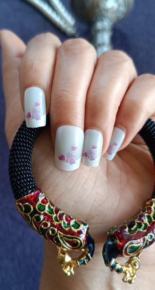 Acrylic/ Press-on Designer Nails with Glue Tabs | Artificial Nails Under 50  - Purple Heart
