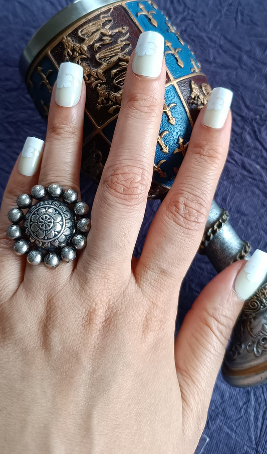 Acrylic/ Press-on Designer Nails with Glue Tabs | Artificial Nails Under 50 - Pure White Flowers French Tips