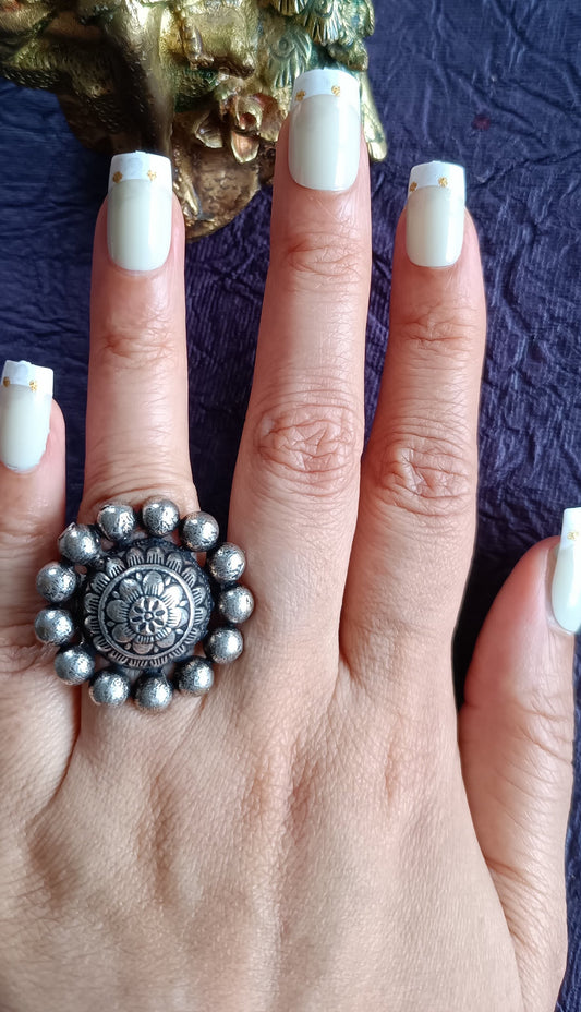 Acrylic/ Press-on Designer Nails with Glue Tabs | Artificial Nails Under 50 - Golden Dots French Tips