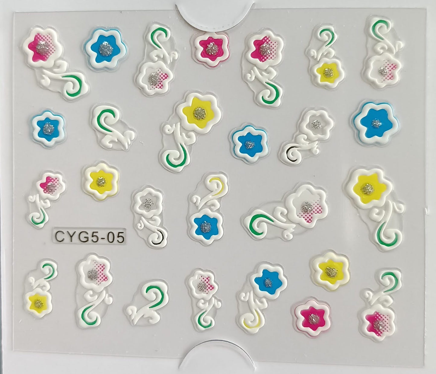 3D Self-Adhesive Nail Art Stickers - Multicolor Flowers 05