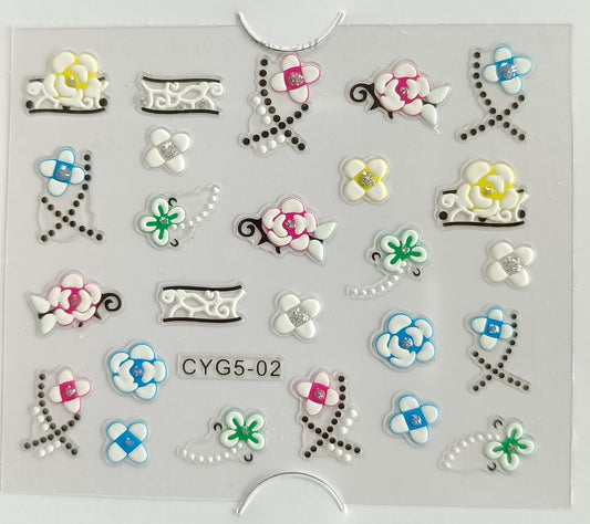 3D Self-Adhesive Nail Art Stickers - Multicolor Design 02