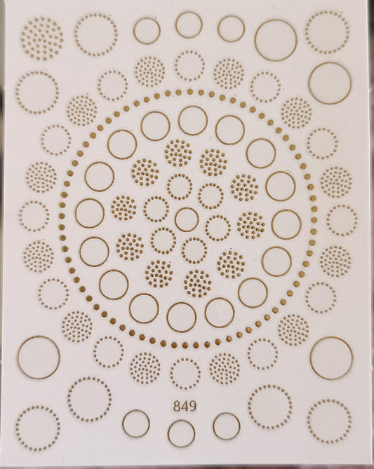 3D Self-Adhesive Nail Art Stickers - Golden Circles 849