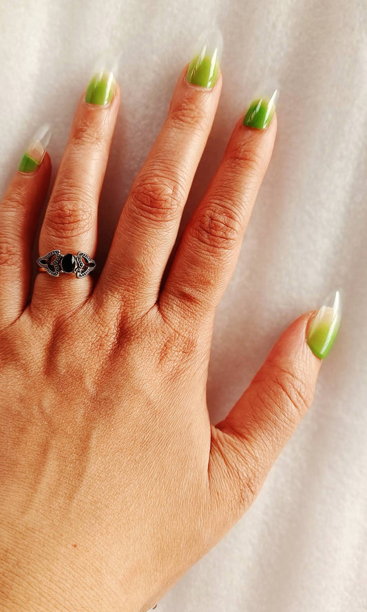 Acrylic/ Press-on Designer Nails with Glue Tabs | Artificial Nails Under 50 - Almond Shaped Green Ombre