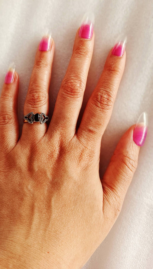 Acrylic/ Press-on Designer Nails with Glue Tabs | Artificial Nails Under 50 - Almond Shaped Pink Ombre