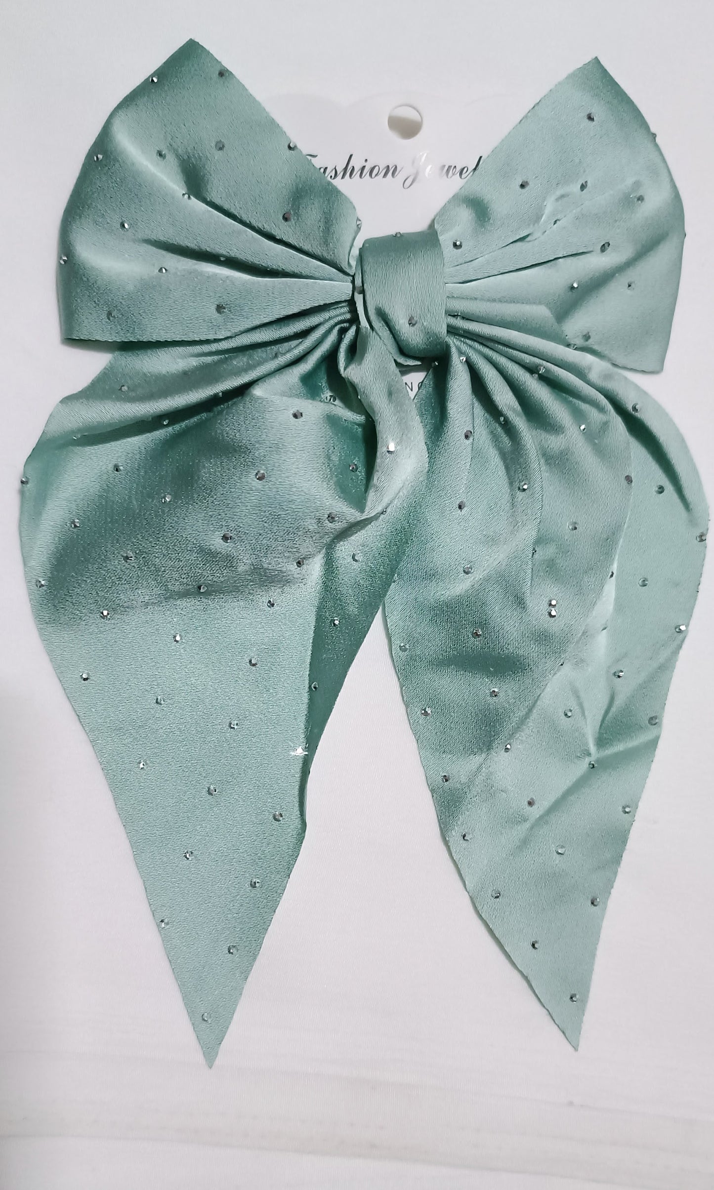 Silver Dotted Satin Hair Bows Clips for Girls, Ribbon Bow for Women Hair, Large Satin Bows for Hair Long-Tail Alligator Clips Big Hair Bow Girls Hair Accessories