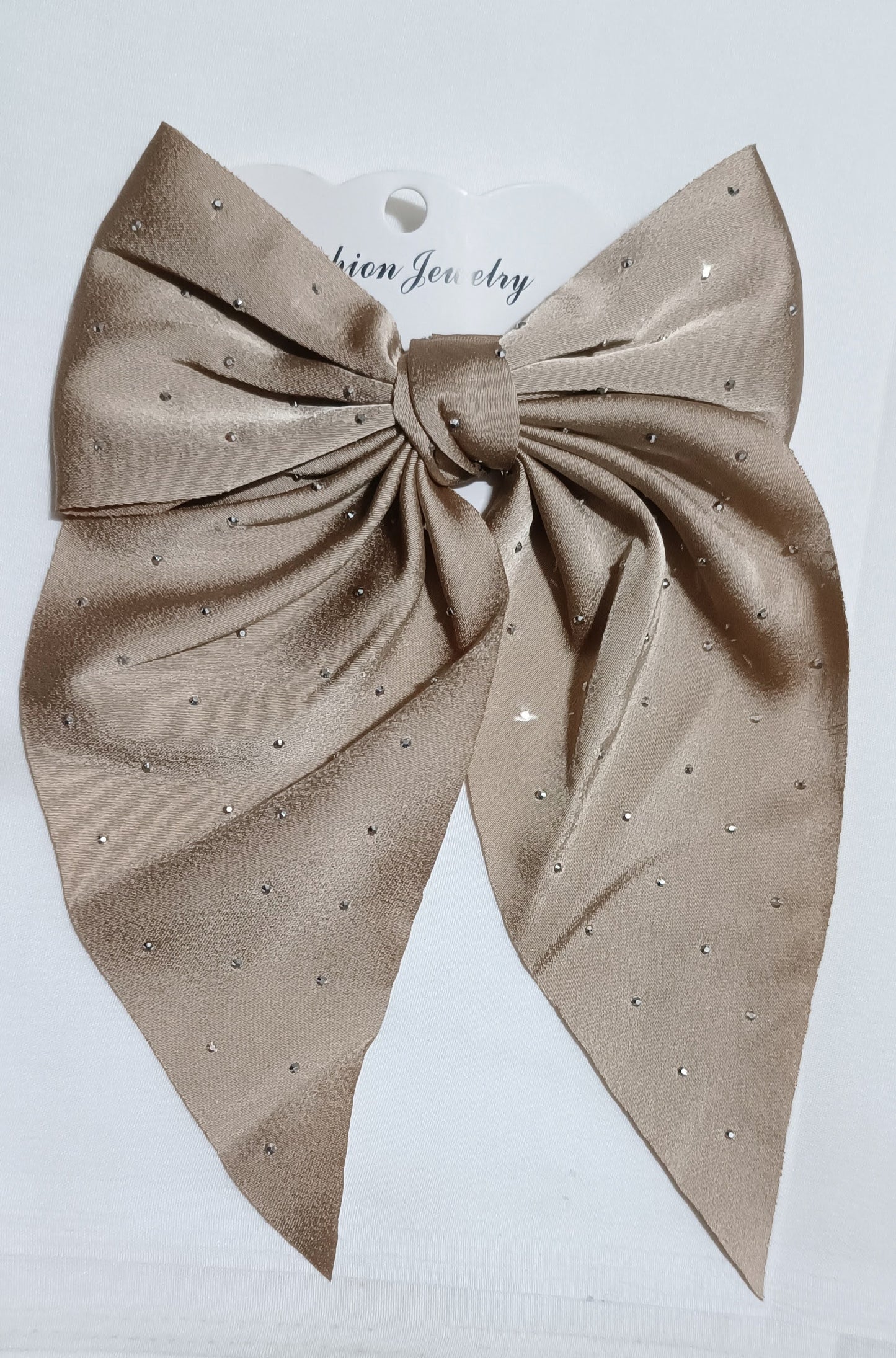 Silver Dotted Satin Hair Bows Clips for Girls, Ribbon Bow for Women Hair, Large Satin Bows for Hair Long-Tail Alligator Clips Big Hair Bow Girls Hair Accessories