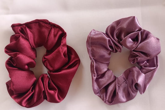 Set of 2 Luxury Satin Scrunchies - The Reds