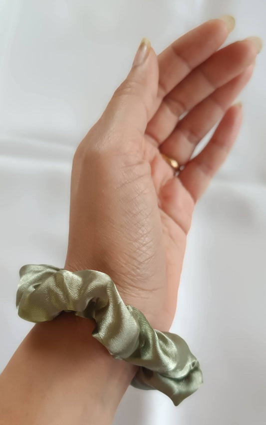 Set of 2 Luxury Satin Scrunchies - The Greens