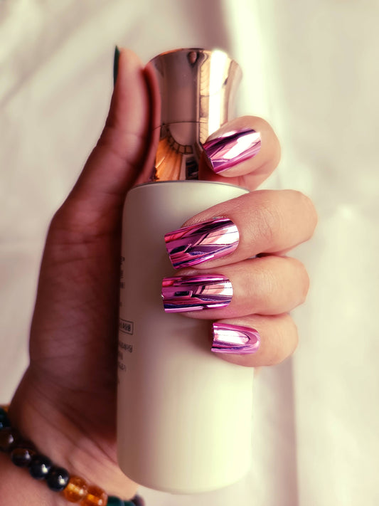 Acrylic/ Press-on Designer Nails with Glue Tabs | Artificial Nails Under 100 - Box Shaped Purple Chromatic