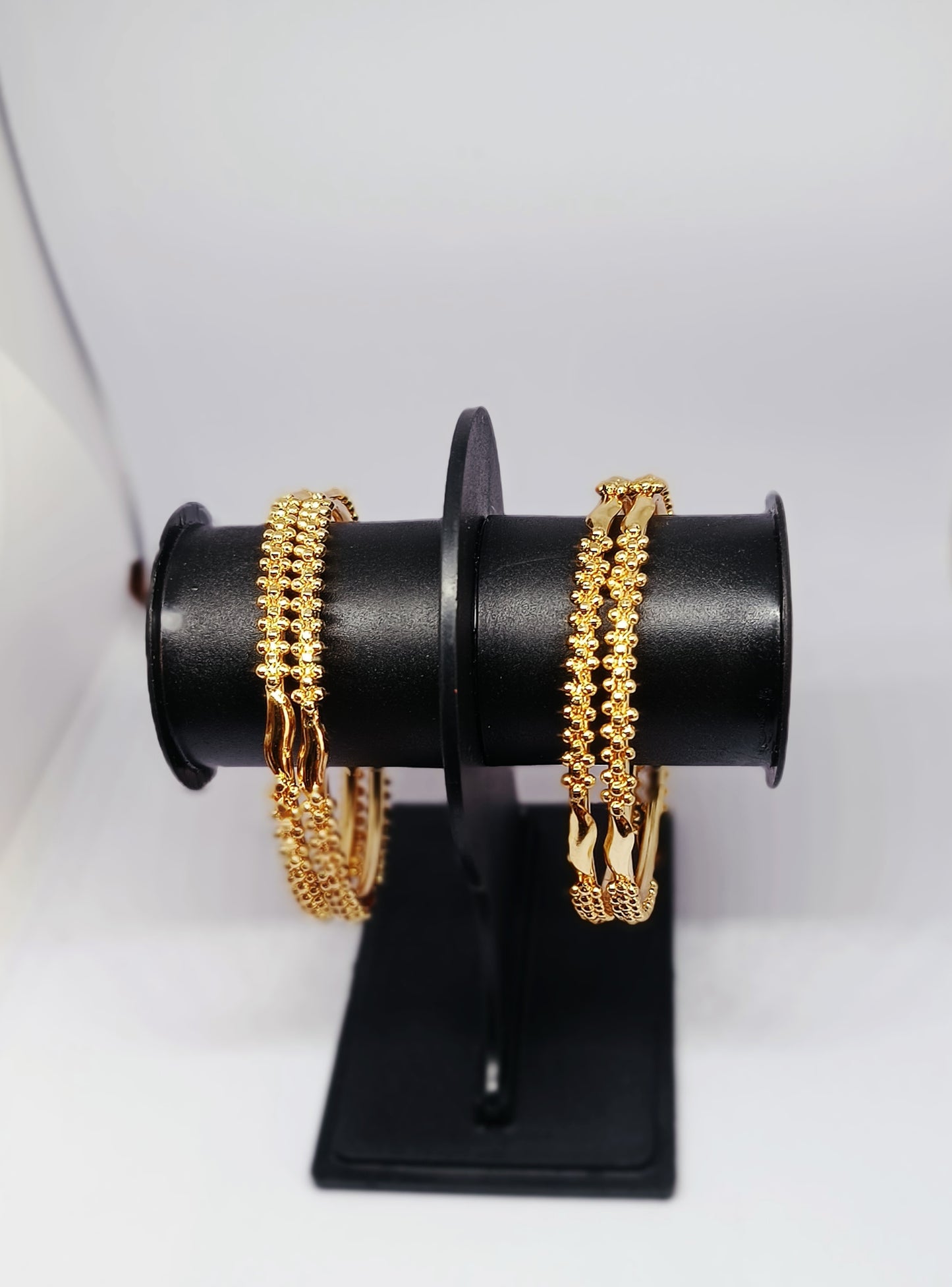 Set of 4 Gold Finish Textured Designer Bangles Set for Women | Traditional & Party Wear Jewellery