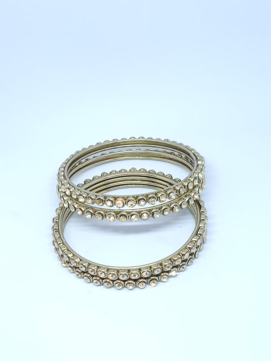 Set of 4 Oxidised Finish Crystal Stone Designer Bangles Set | Slim Traditional Bangles for Women & Girls
