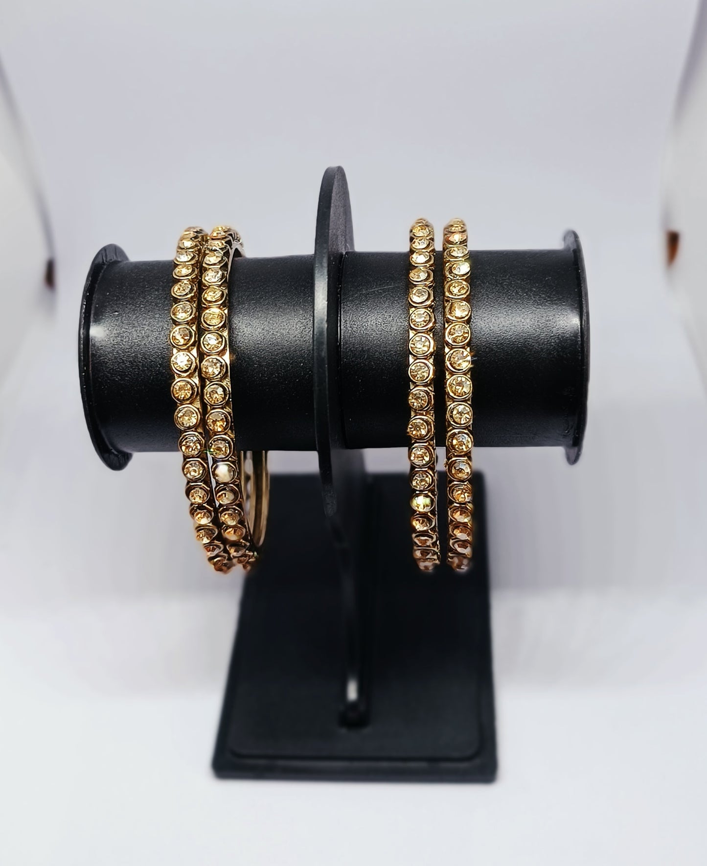 Set of 4 Oxidised Finish Crystal Stone Designer Bangles Set | Slim Traditional Bangles for Women & Girls