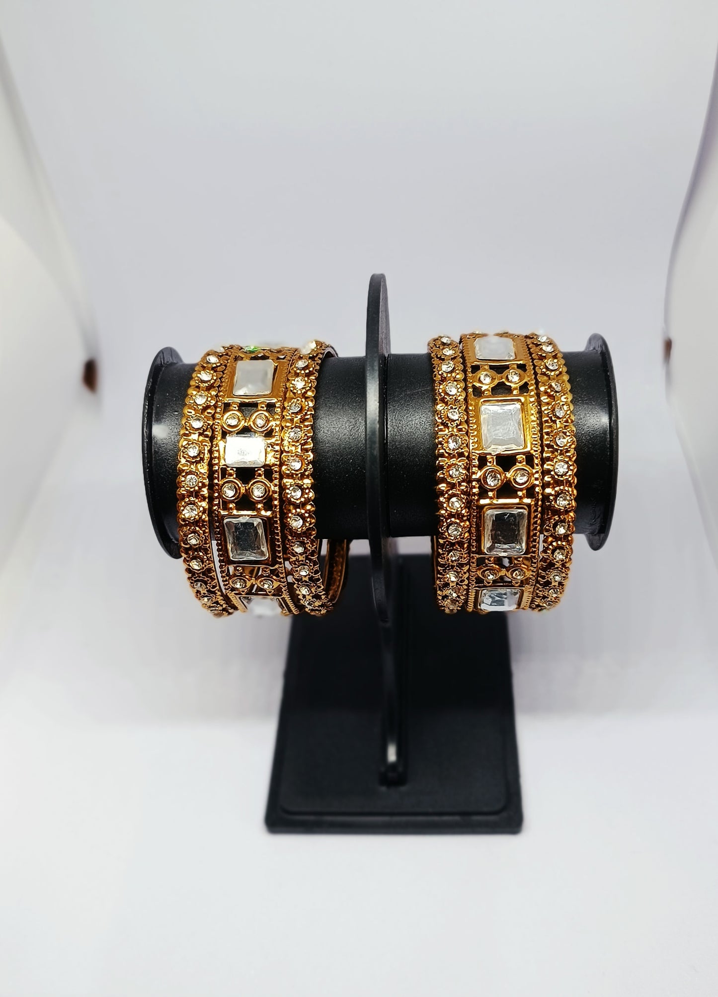 Set of 6 Royal Kundan Gold-Plated Designer Bangle Set for Women | Traditional Festive & Bridal Bangles