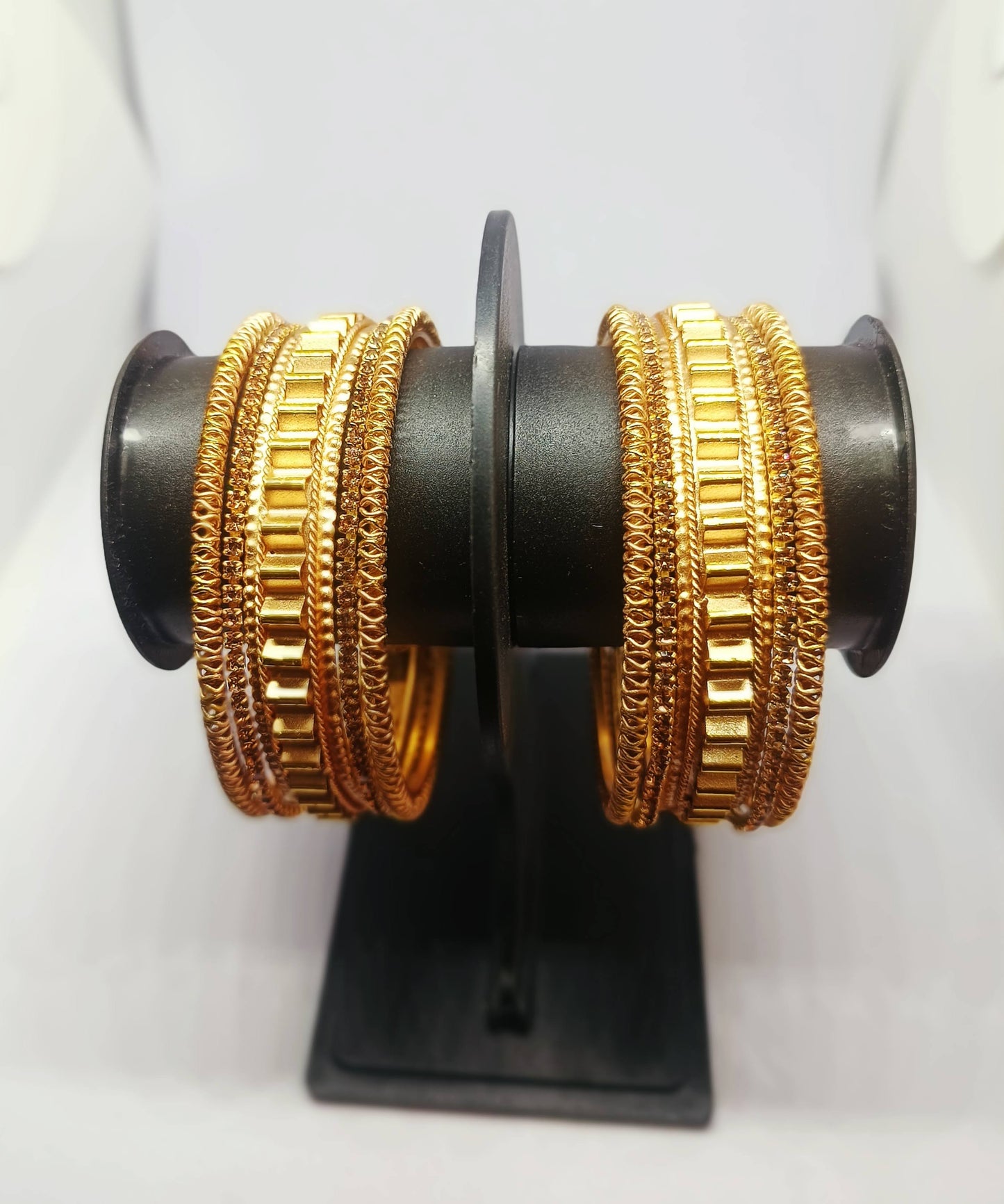 Set of 6 Gold Designer Stone Bangles Set for Women | Festive & Wedding Wear Bangles