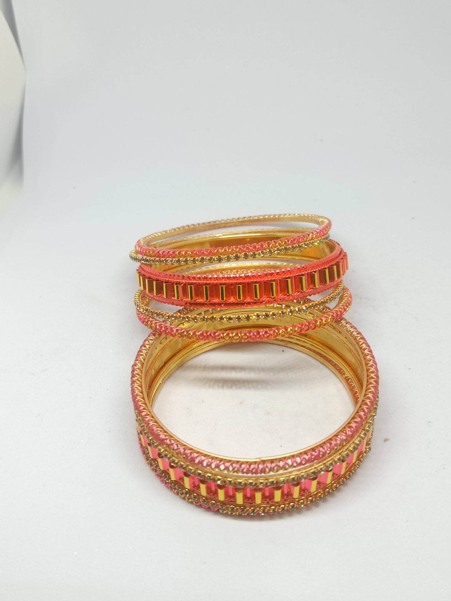 Set of 6 Vermilion Red & Gold Designer Stone Bangles Set for Women | Festive & Wedding Wear Bangles