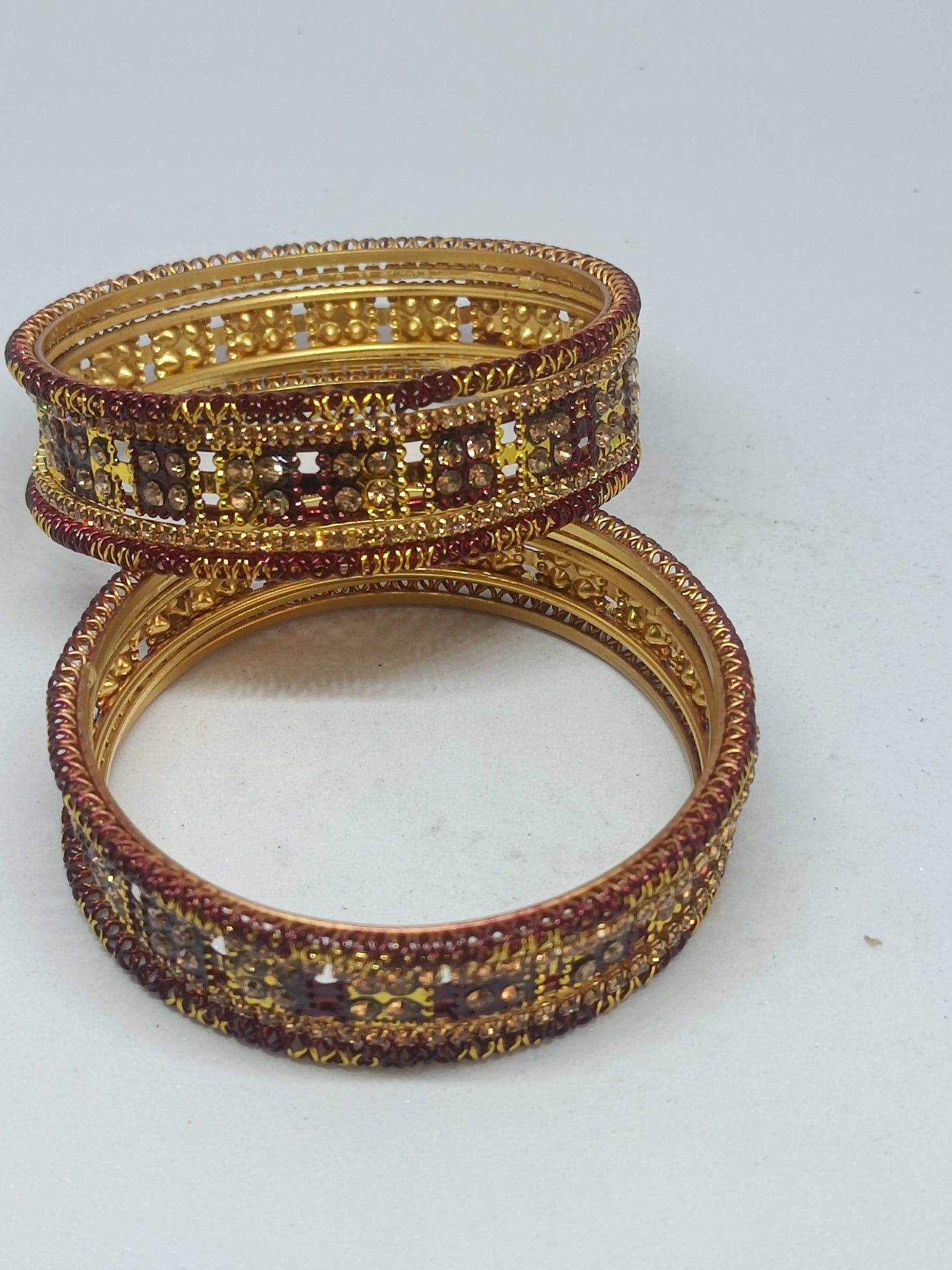Set of 6  Brown & Gold Designer Stone Bangles Set for Women | Festive, Wedding & Party Wear Bangles