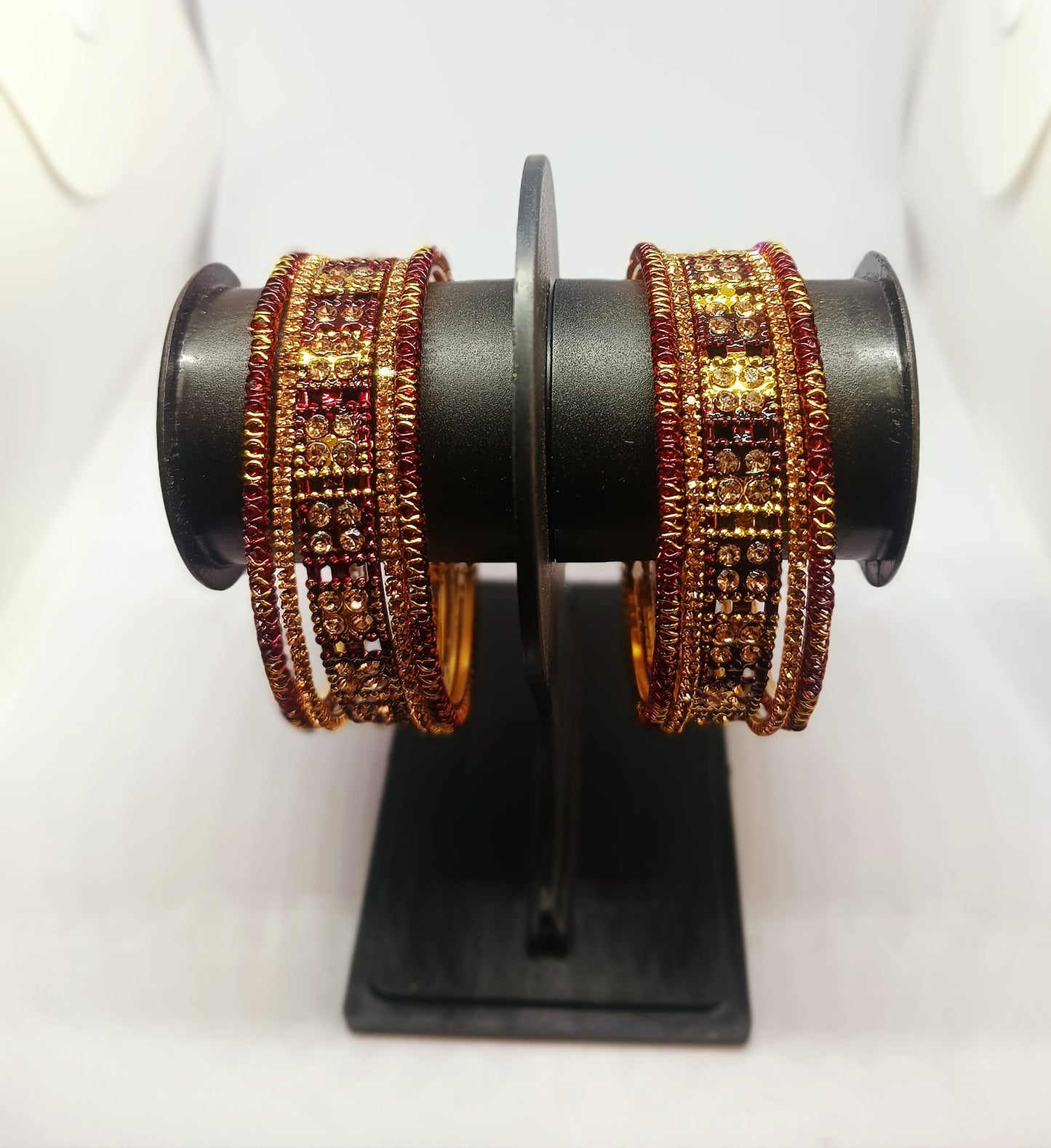 Set of 6  Brown & Gold Designer Stone Bangles Set for Women | Festive, Wedding & Party Wear Bangles