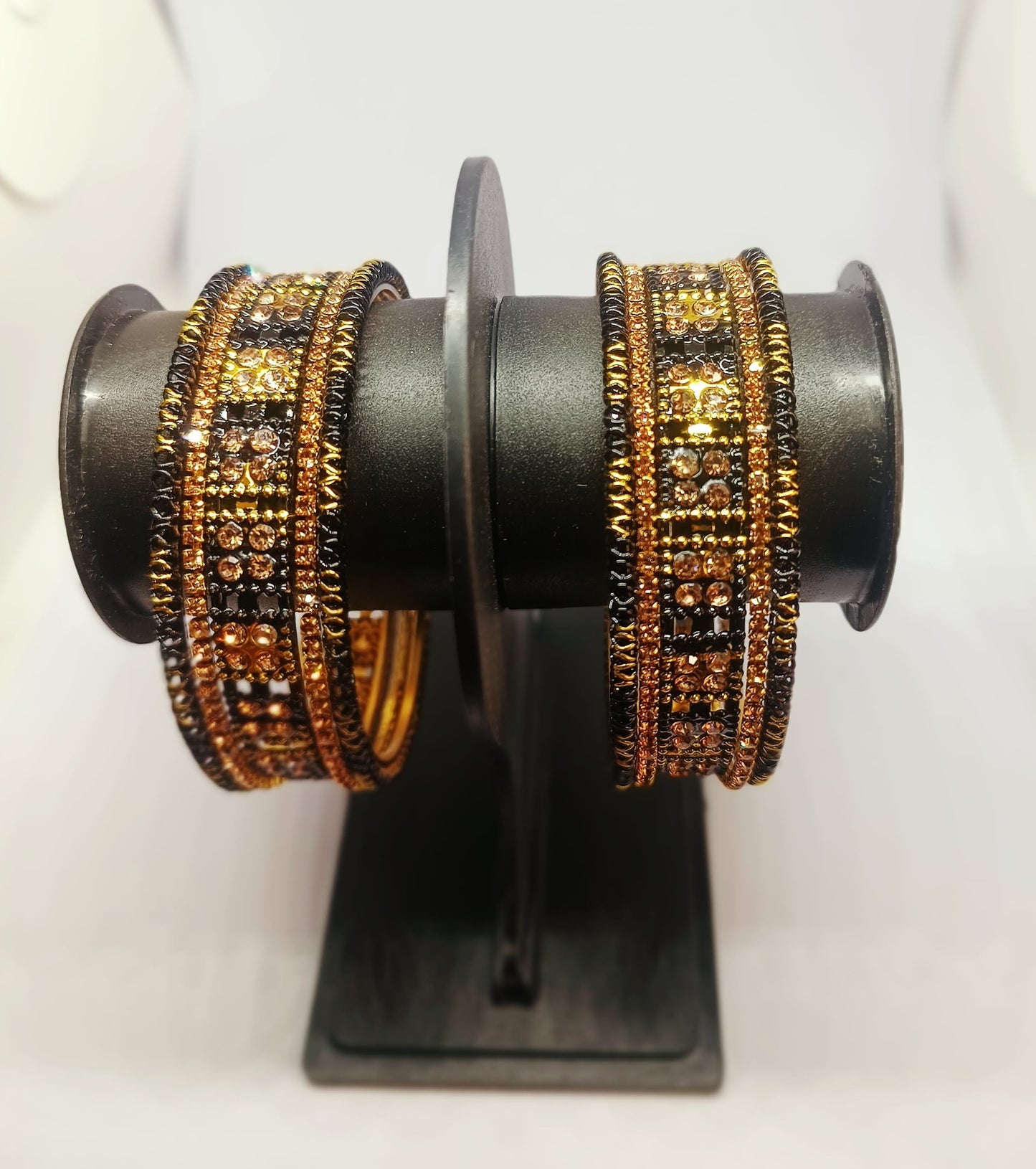 Set of 6  Black & Gold Designer Stone Bangles Set for Women | Festive, Wedding & Party Wear Bangles