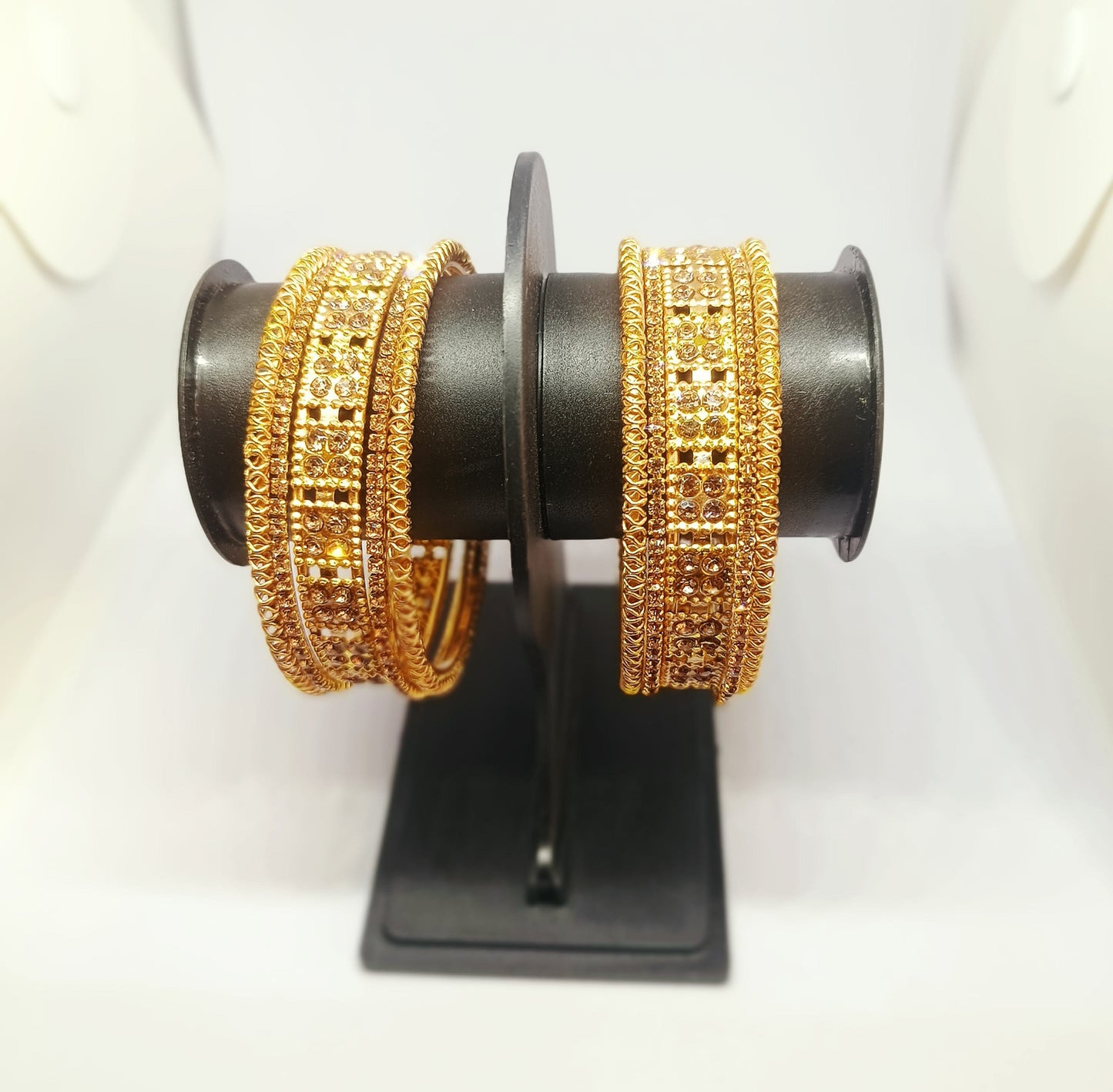 Set of 6  Gold Designer Stone Bangles Set for Women | Festive, Wedding & Party Wear Bangles