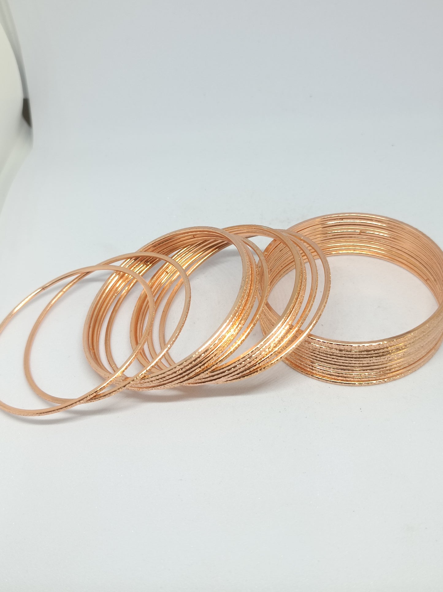 Set of 24 Elegant Rose Gold Stackable Bangles Set for Women – Minimalist Everyday Wear