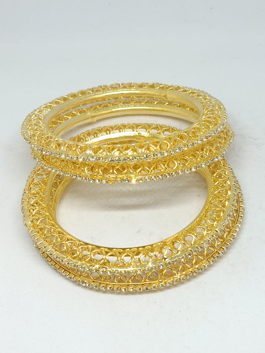 Set of 2 Elegant Textured Gold Plated Bangle Set for Women – Traditional & Everyday Wear