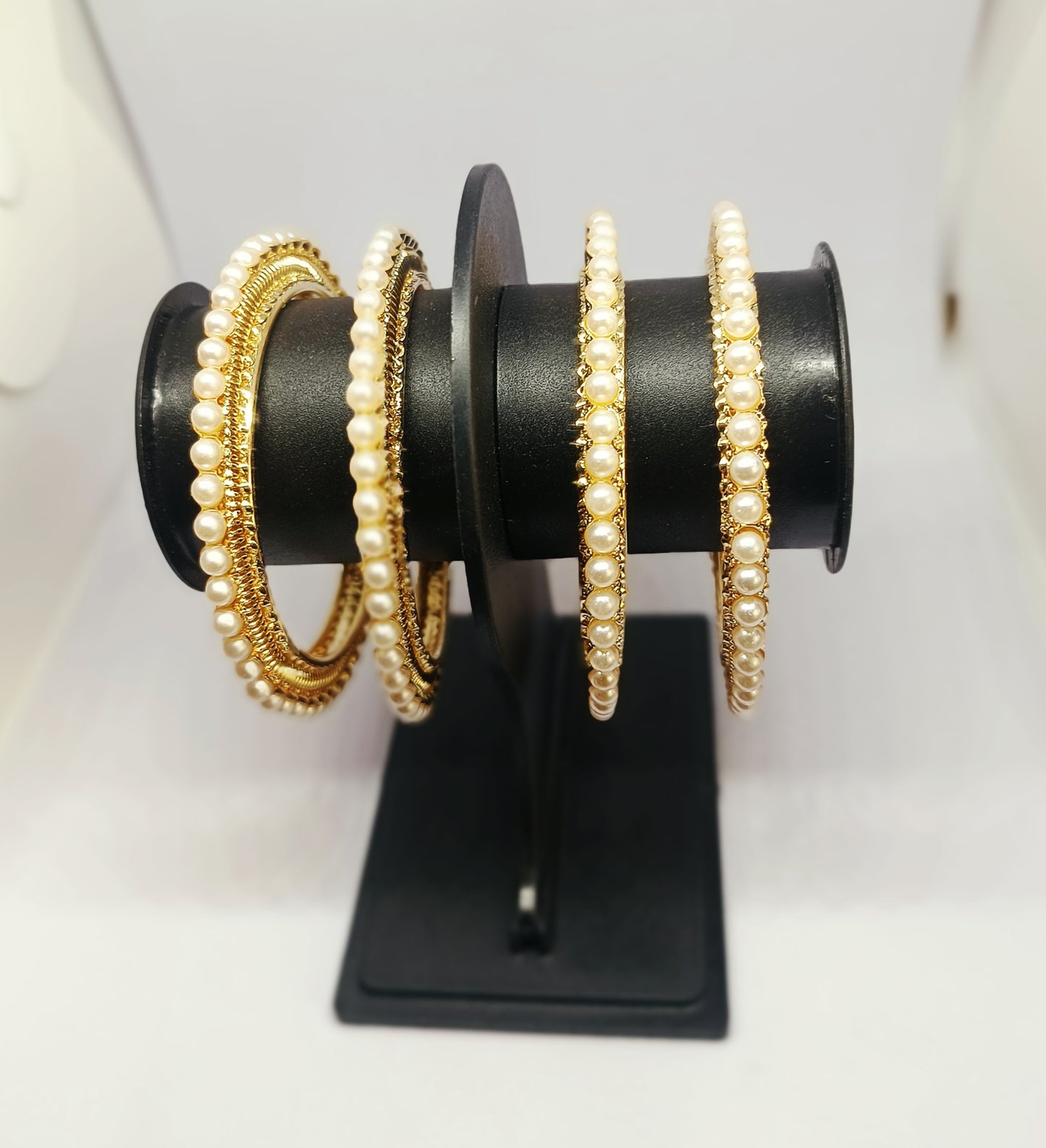 Set of 2 Gold Plated Pearl Designer Bangles Set for Women | Elegant Traditional & Party Wear Bangles