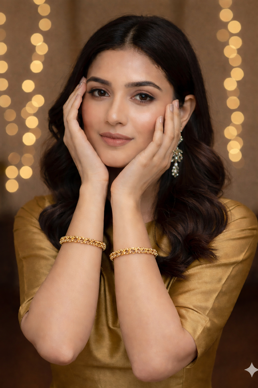 Set of 4 Gold Finish Textured Designer Bangles Set for Women | Traditional & Party Wear Jewellery