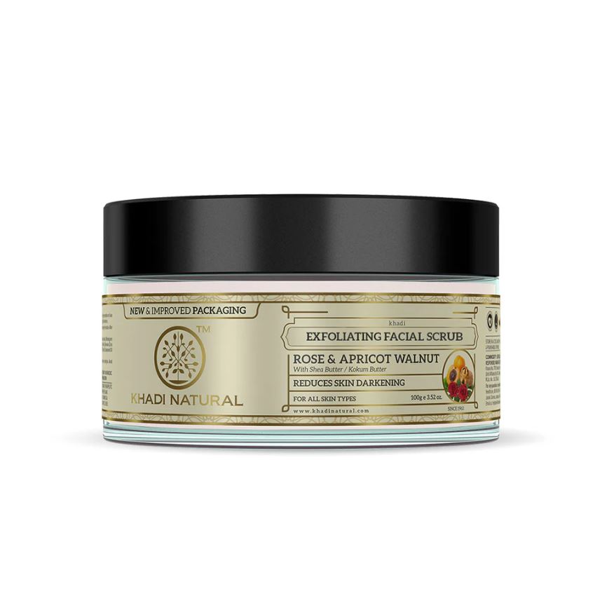 Khadi Natural Apricot & Walnut Face Cream Scrub with Rose - 100gm