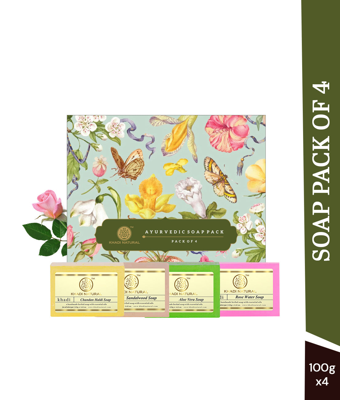 Khadi Natural Soap Kit Bathing Bars Set of 4 (4×100g)