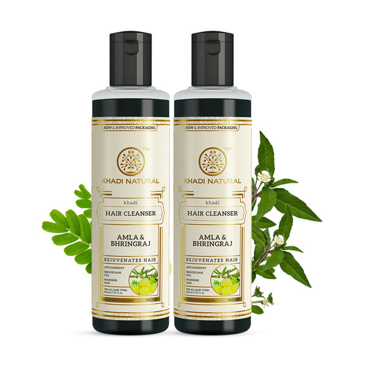 Khadi Natural Amla & Bhringraj Hair Cleanser Pack of 2 for Hair Growth 420ml