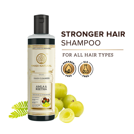 Khadi Natural Ayurvedic Amla & Reetha Hair Cleanser Shampoo for Shine 210ml